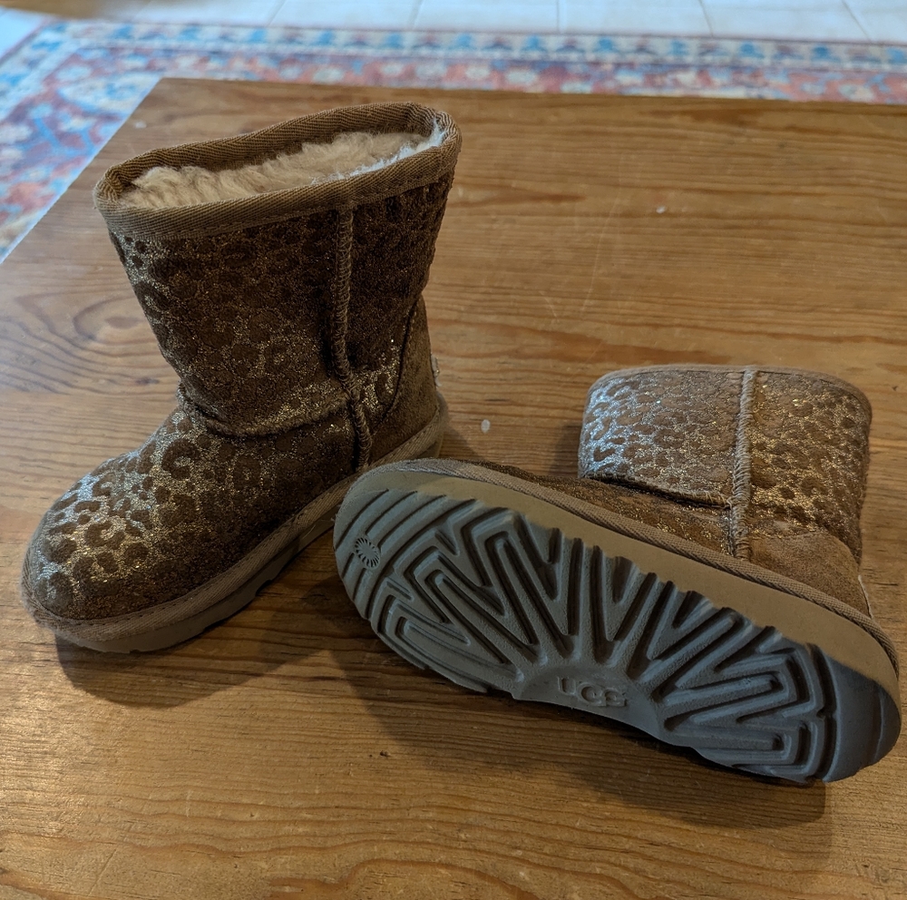 UGG Kids' Tan Leopard Print Boots
